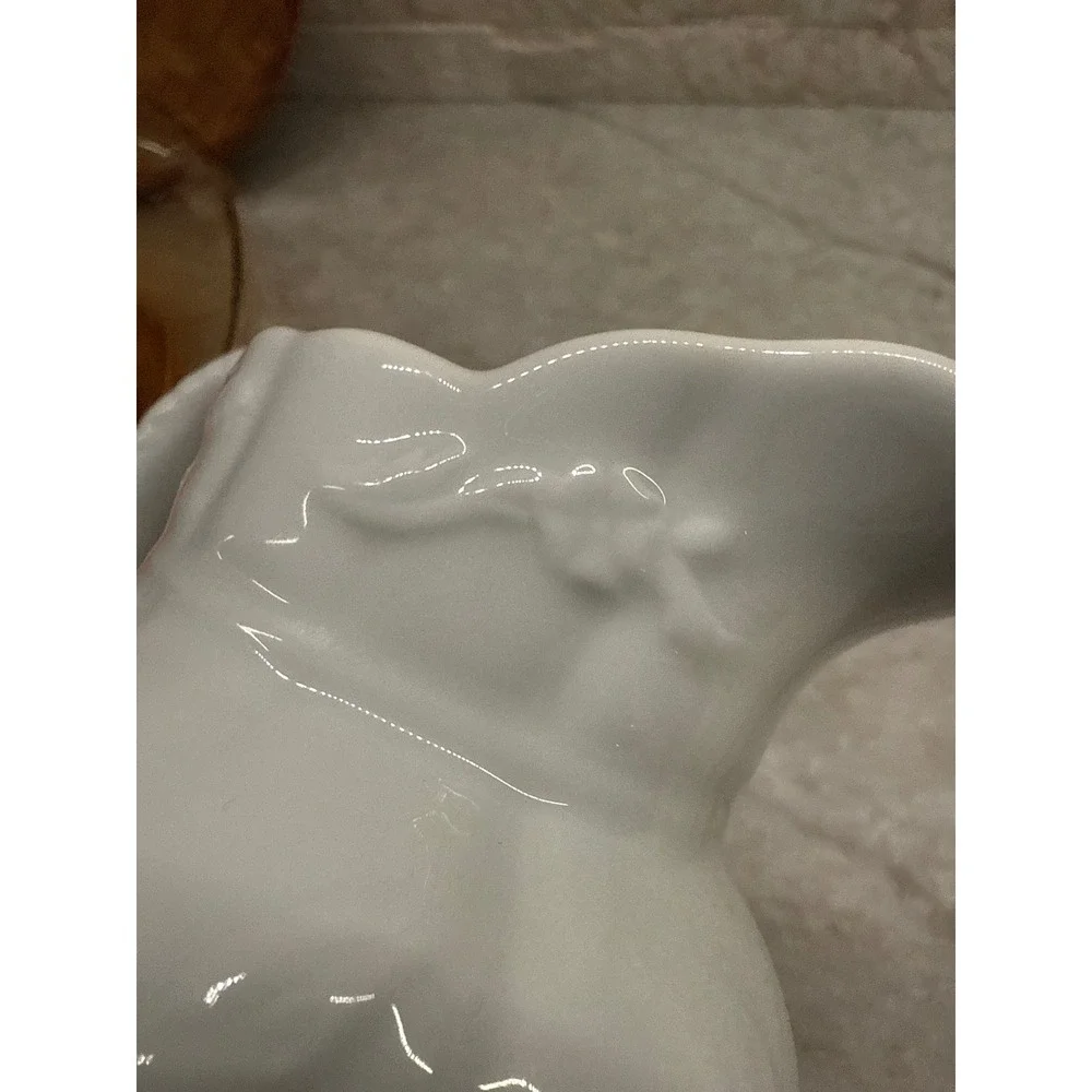 Two's Company White Ceramic Creamer Pitcher Embossed Floral‎ Design 5